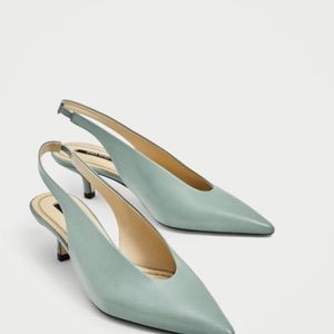 NWT ZARA SLINGBACK LEATHER HIGH HEEL SHOES SIZE 6